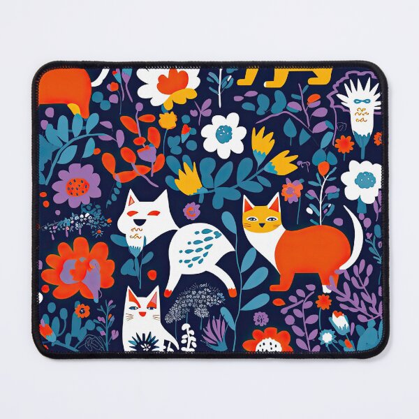 Item preview, Vibrant Cats Leaves and Flowers Floral Patterns designed and sold by Wonder Of Light.