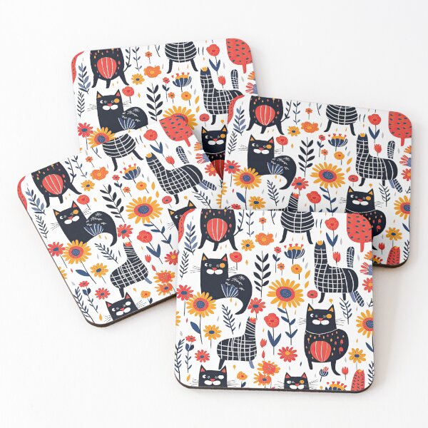 Item preview, Vibrant Cats Leaves and Flowers Floral Patterns designed and sold by Wonder Of Light.