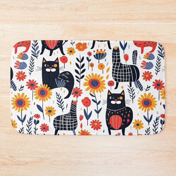 Item preview, Vibrant Cats Leaves and Flowers Floral Patterns designed and sold by Wonder Of Light.