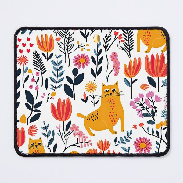 Item preview, Vibrant Cats Leaves and Flowers Floral Patterns designed and sold by Wonder Of Light.