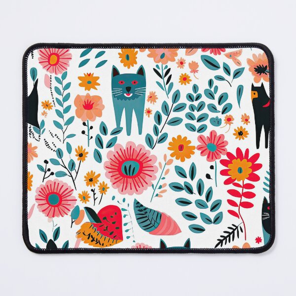 Item preview, Vibrant Cats Leaves and Flowers Floral Patterns designed and sold by Wonder Of Light.