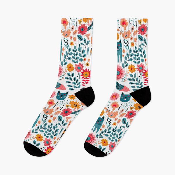Item preview, Vibrant Cats Leaves and Flowers Floral Patterns designed and sold by Wonder Of Light.