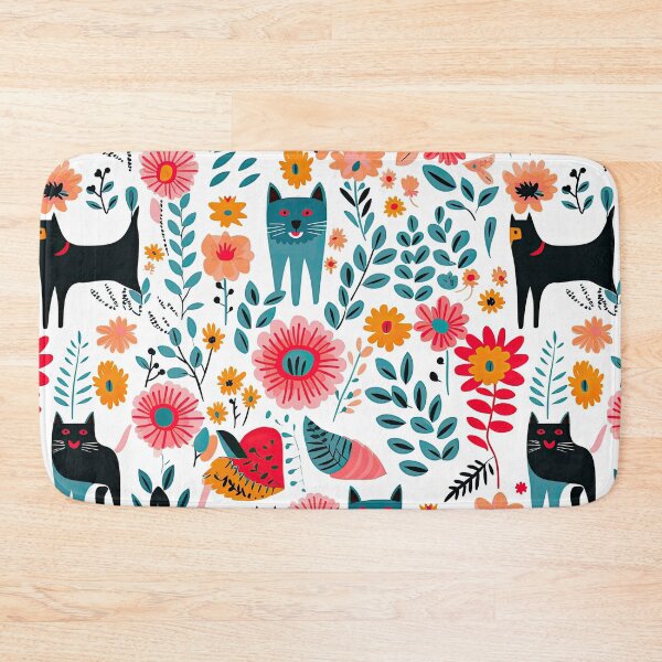 Item preview, Vibrant Cats Leaves and Flowers Floral Patterns designed and sold by Wonder Of Light.