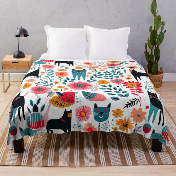 Item preview, Vibrant Cats Leaves and Flowers Floral Patterns designed and sold by Wonder Of Light.
