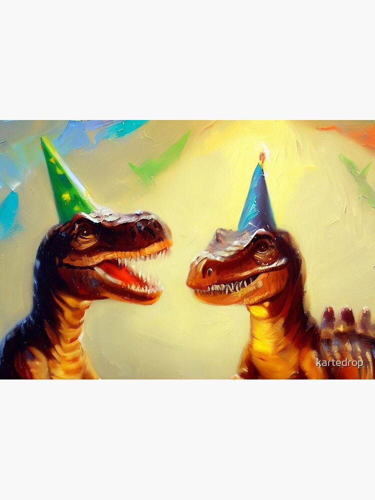 Thumbnail 2 of 2, Greeting Card, Dinosaur Party designed and sold by kartedrop.
