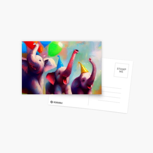 Elephant Party Postcard