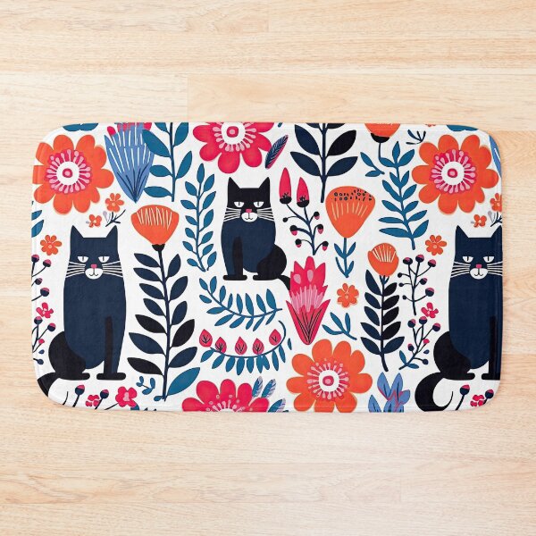 Item preview, Vibrant Cats Leaves and Flowers Floral Patterns designed and sold by Wonder Of Light.