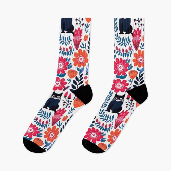 Item preview, Vibrant Cats Leaves and Flowers Floral Patterns designed and sold by Wonder Of Light.