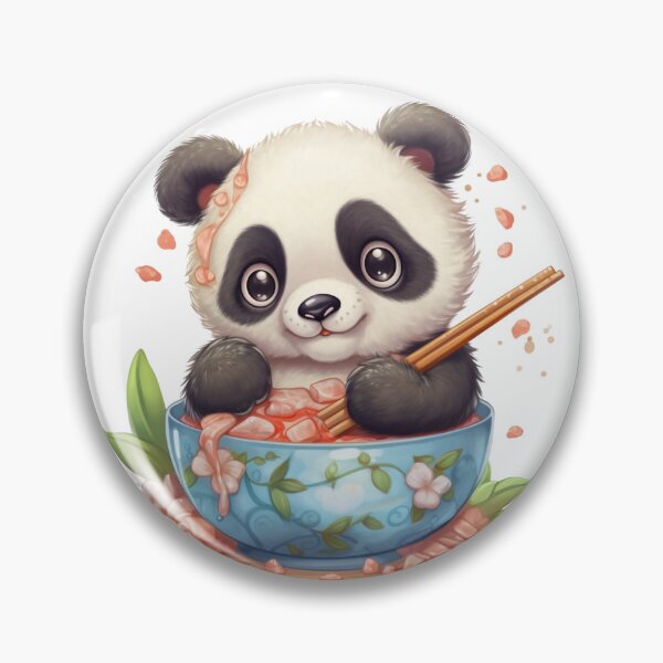 Item preview,  panda baby naughty affectionate kawaii eating ramen designed and sold by DigitalPixelize.