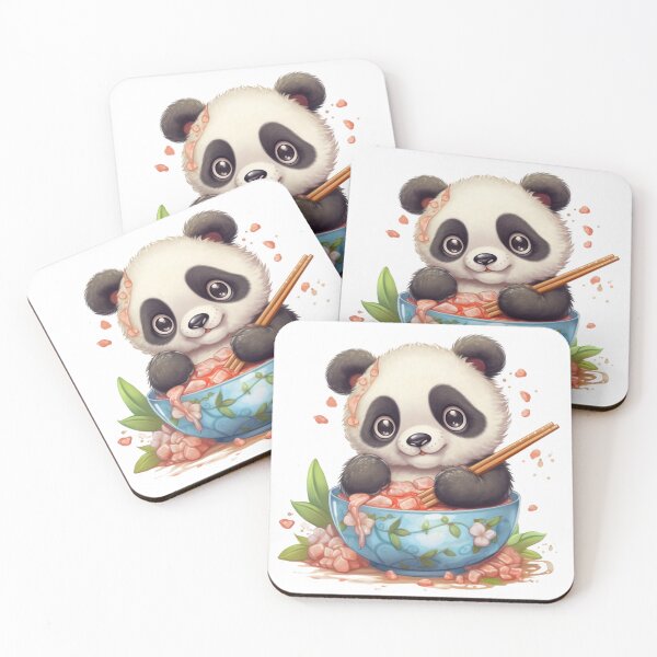 Item preview,  panda baby naughty affectionate kawaii eating ramen designed and sold by DigitalPixelize.