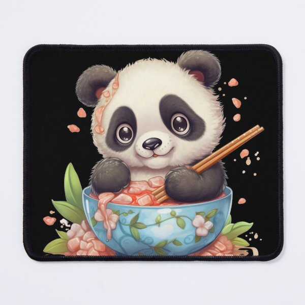 Item preview, panda baby naughty affectionate kawaii eating ramen designed and sold by DigitalPixelize.
