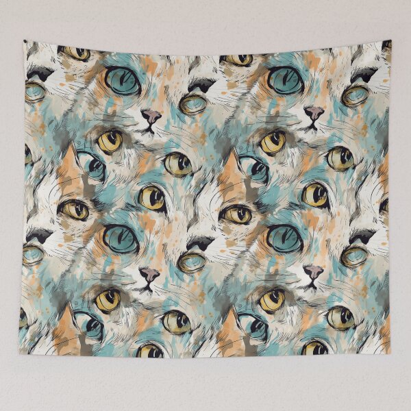Item preview, Whiskered Wonders: Captivating Patterns of Feline Faces designed and sold by GiveMeMood.