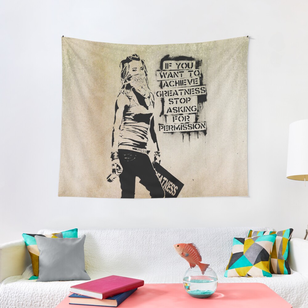 "Banksy, greatness" Tapestry for Sale by AlmaStudio Redbubble