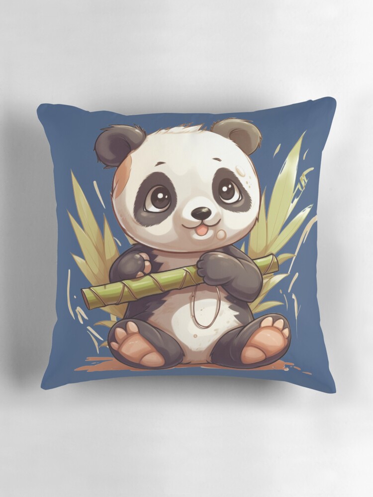 Cojín con la obra «panda bambu bebe travieso cariñoso kawaii » de