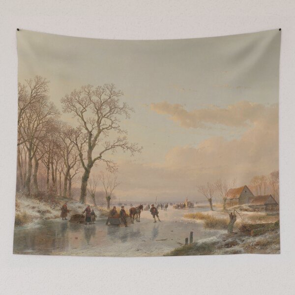 Item preview, A Frozen Canal near the River Maas | Andreas Schelfhout | 1867 Landscape Art designed and sold by CJET.
