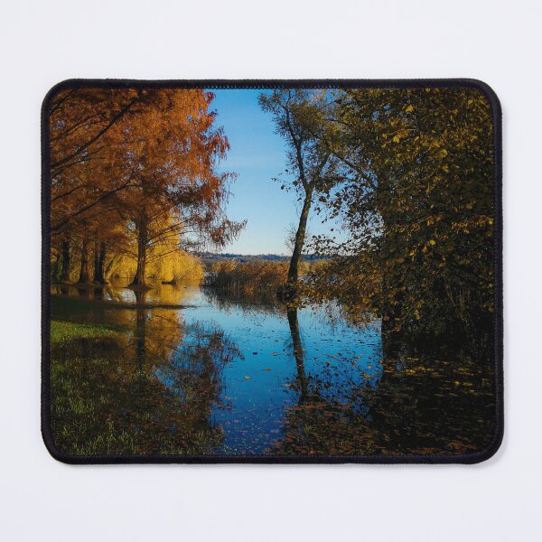 Item preview, Photography color lake and sky, autumn fallen leaves designed and sold by marghe41.