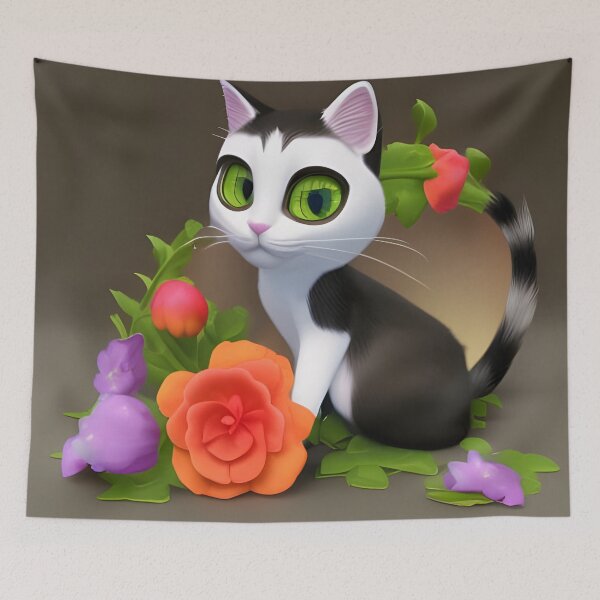 Item preview, Cat Flower 15 designed and sold by Camila Hamdan.