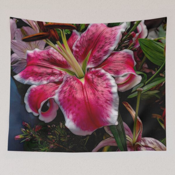 Item preview, Big Petaled Pink and White Lily designed and sold by bloomingvine.