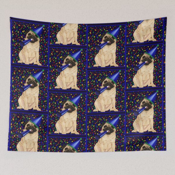 Item preview, Celebration pug - dog in a party hat designed and sold by Mehu.