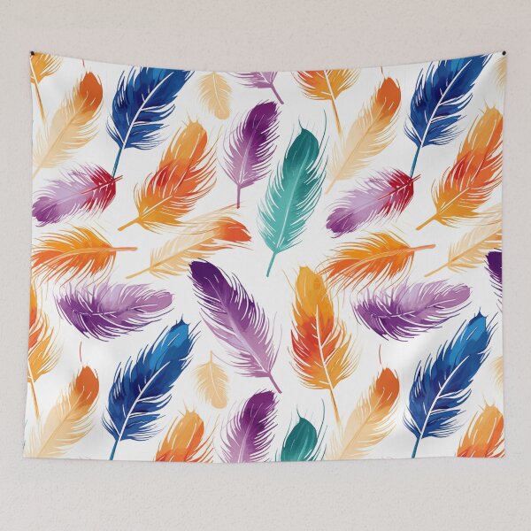 Item preview, Colourful Feather Dreams: Soft Watercolour Pattern designed and sold by SynthPrint.