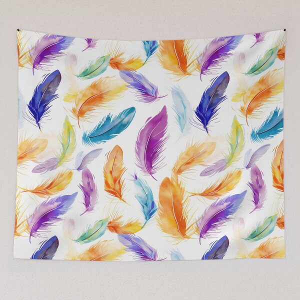Item preview, Whimsical Feathers: Soft Watercolour Delight Pattern designed and sold by SynthPrint.