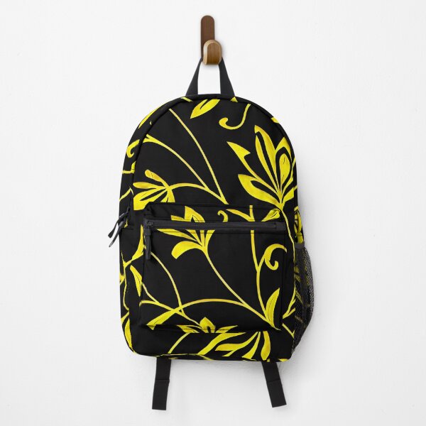 Item preview, #P715: Yellow Floral Outline On Black Flower Power Pattern designed and sold by FarStarL33.