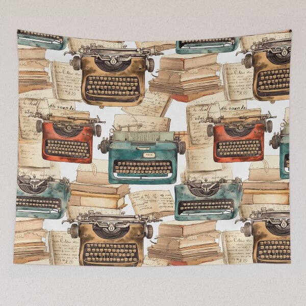 Item preview, Vintage Typewriter Tales: Pencil Sketch Pattern designed and sold by SynthPrint.