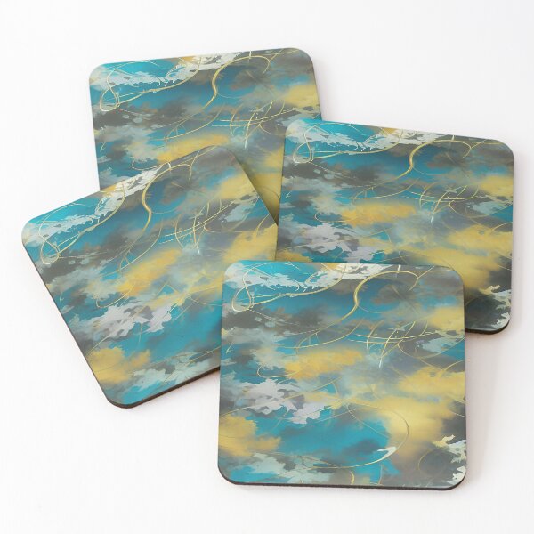 Item preview, Abstract Aqua Marine and Marigold Yellow Abstract Design Pattern designed and sold by deniselynnimage.