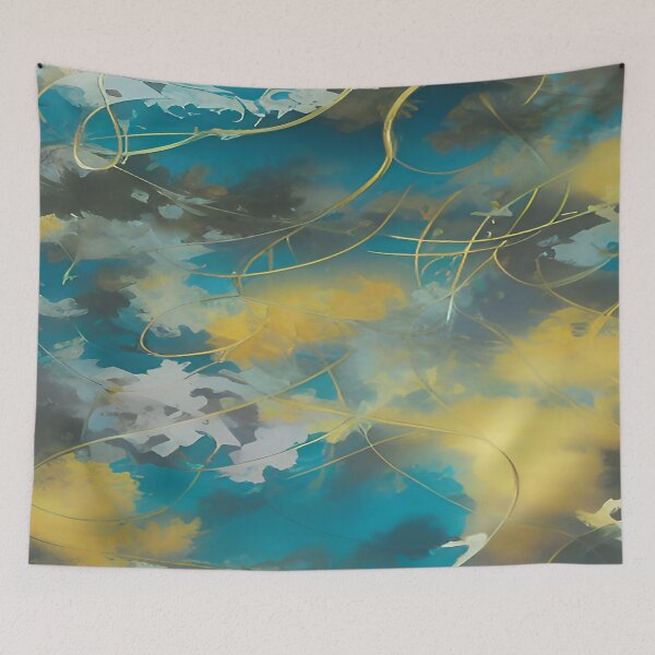 Item preview, Abstract Aqua Marine and Marigold Yellow Abstract Design Pattern designed and sold by deniselynnimage.