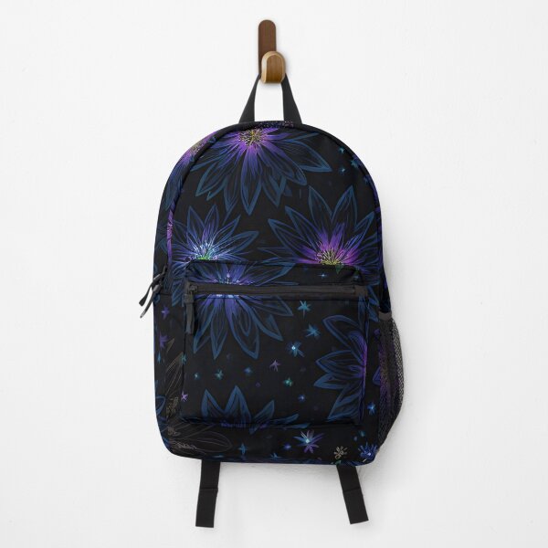 Item preview, #P722: Blue Floral With Yellow Accent On Black Flower Power Pattern designed and sold by FarStarL33.