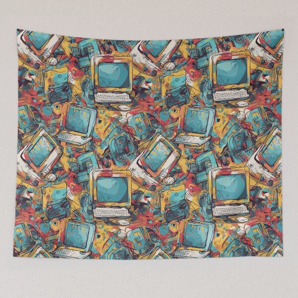 Item preview, Vibrant Pattern Art: Cartoon Computers and Tech Gadgets designed and sold by GiveMeMood.