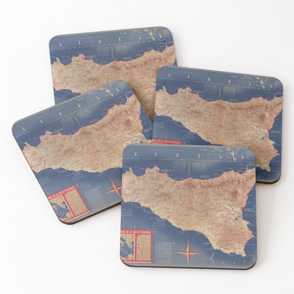 Item preview, Vintage Sicily Italy Map (1900) Old Sicilian Island Atlas designed and sold by BravuraMedia.