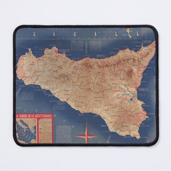 Item preview, Vintage Sicily Italy Map (1900) Old Sicilian Island Atlas designed and sold by BravuraMedia.