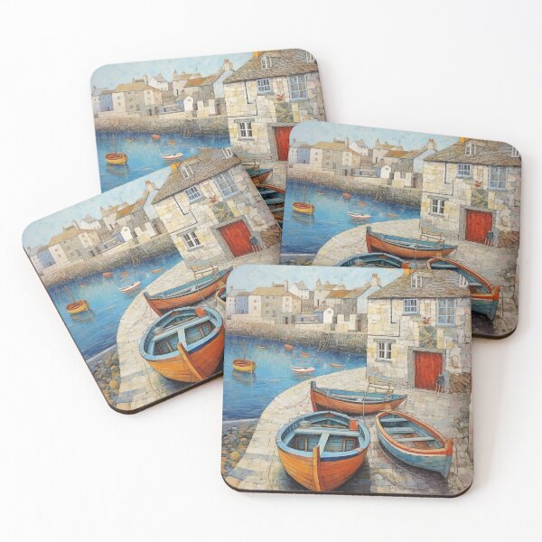 Item preview, Rowing Boats at Mousehole Harbour, Cornwall designed and sold by EpicFoxArt.