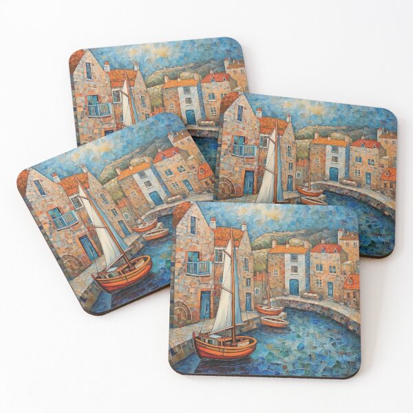 Item preview, Mousehole Mosaic Folk Art Scene designed and sold by EpicFoxArt.