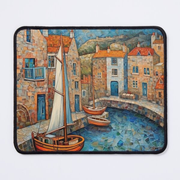 Item preview, Mousehole Mosaic Folk Art Scene designed and sold by EpicFoxArt.