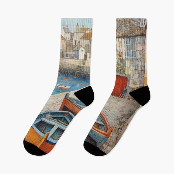 Item preview, Rowing Boats at Mousehole Harbour, Cornwall designed and sold by EpicFoxArt.