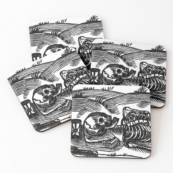 Item preview, Woodcut of Sleeping Skeleton designed and sold by Pixelchicken.