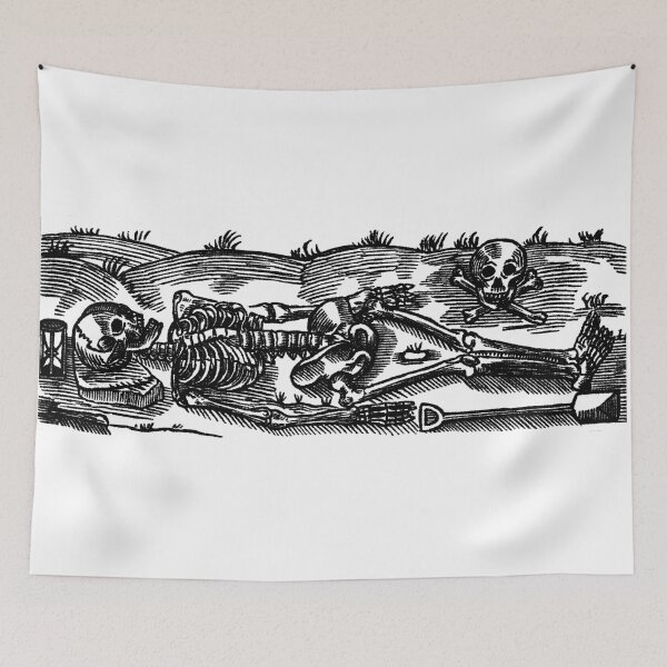 Item preview, Woodcut of Sleeping Skeleton designed and sold by Pixelchicken.
