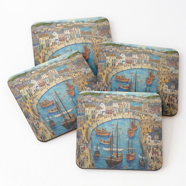 Item preview, Falmouth Town and Harbour, Cornwall Folk Art designed and sold by EpicFoxArt.