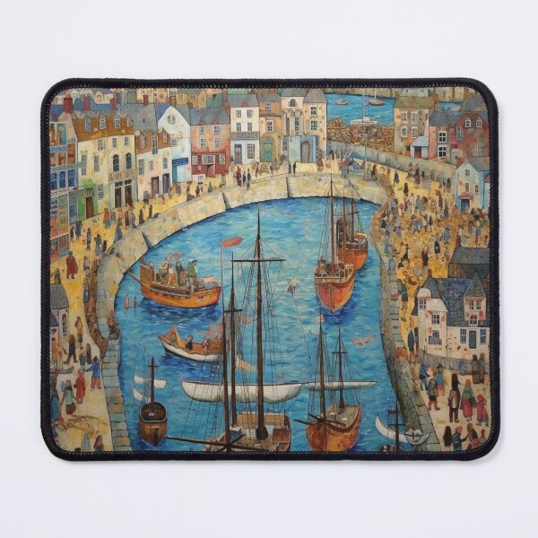 Item preview, Falmouth Town and Harbour, Cornwall Folk Art designed and sold by EpicFoxArt.