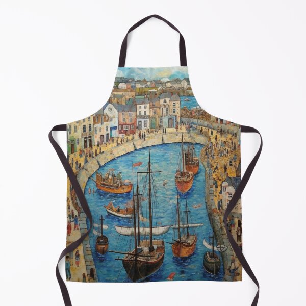 Item preview, Falmouth Town and Harbour, Cornwall Folk Art designed and sold by EpicFoxArt.