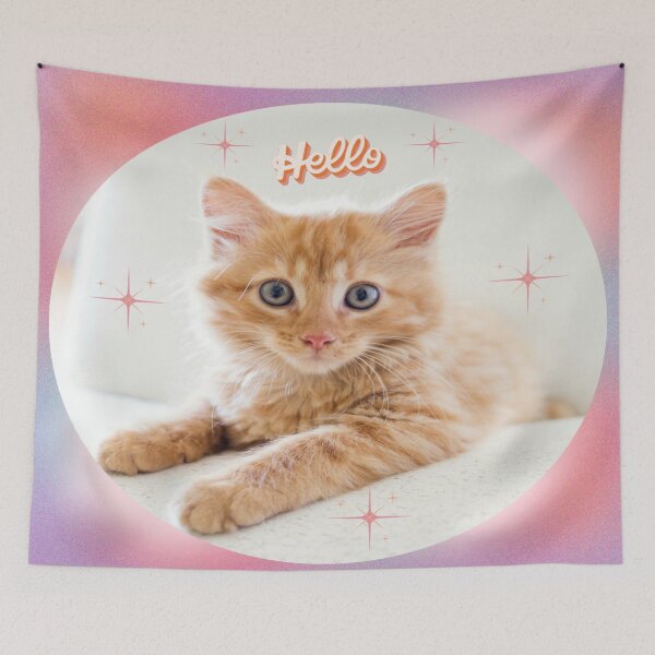 Item preview, Cute Cat With Abstract Glowing OmbrePink  Background designed and sold by alaasobhi.