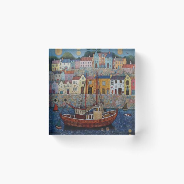 Item preview, Sailing Boats at Falmouth Cornwall Folk Art  designed and sold by EpicFoxArt.