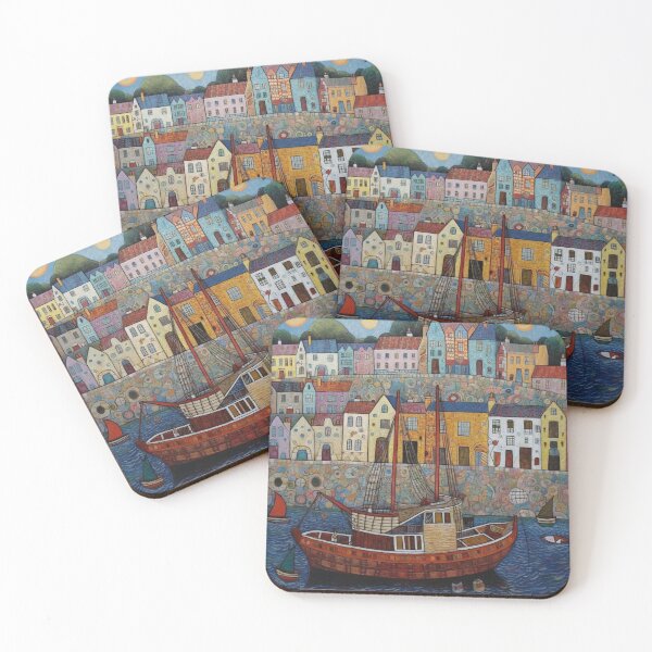 Item preview, Sailing Boats at Falmouth Cornwall Folk Art  designed and sold by EpicFoxArt.
