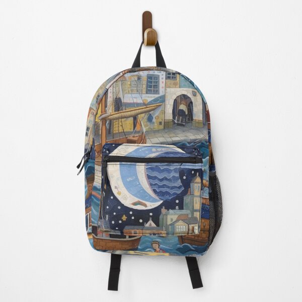 Item preview, Night at Falmouth Harbour, Cornwall Folk Art designed and sold by EpicFoxArt.