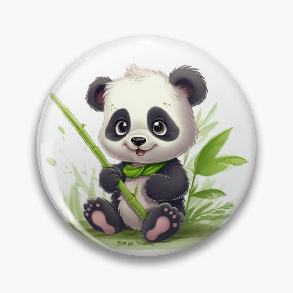 Item preview, pandita with bamboo stick kawaii designed and sold by DigitalPixelize.