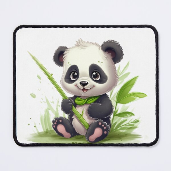 Item preview, pandita with bamboo stick kawaii designed and sold by DigitalPixelize.