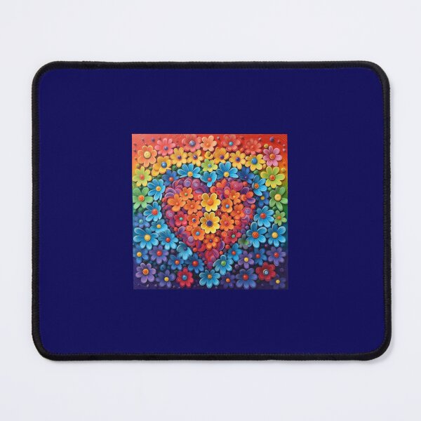 Item preview, Rainbow heart with colorful flowers boho colors designed and sold by Earth Nature Creations.