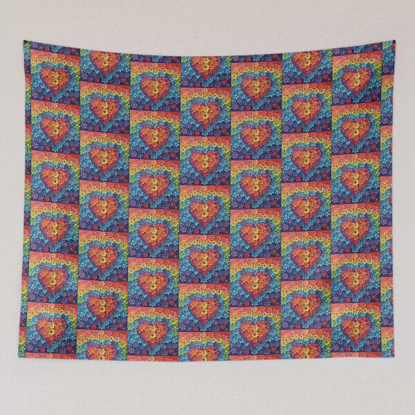 Item preview, Rainbow heart with colorful flowers boho colors designed and sold by Earth Nature Creations.